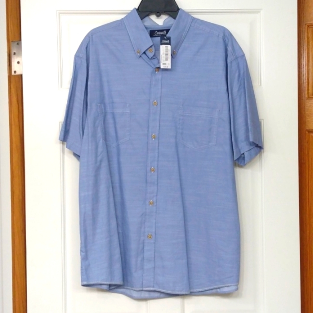 ROUNDTREE AND YORKE CASUALS BLUE COTTON BUTTON FRONT SHIRT XL